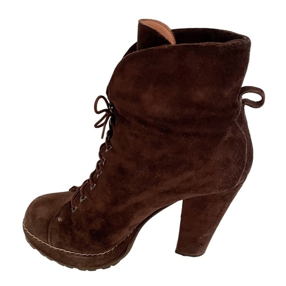 Alaia Suede Platform Heeled Combat Boots 38.5 - Picture 4 of 11